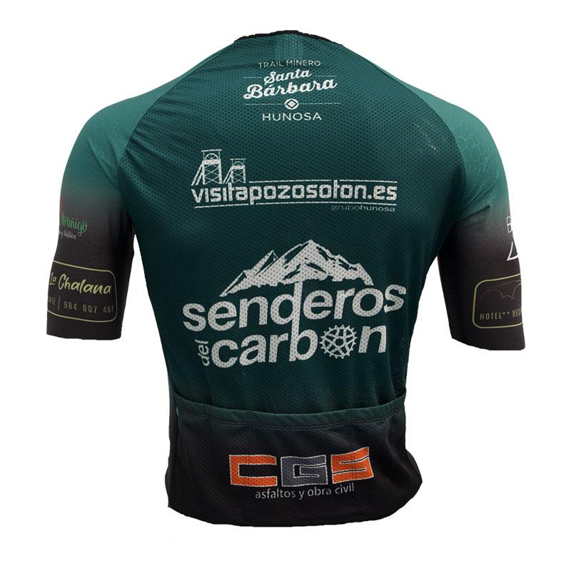 Parte trasera del maillot de ciclismo para niños del Club Ciclismo Senderos del Carbón